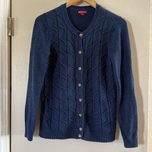 Merona Women’s Steel Blue Wool Cable Knit Button Front Cardigan Sweater